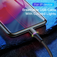 Baseus kabel USB do iPhone 12 11 13 Pro XS Max Xr X 8 7 6 oświetlenie LED szybka ładowarka data kabel telefoniczny do ipada przewód drutowy 2